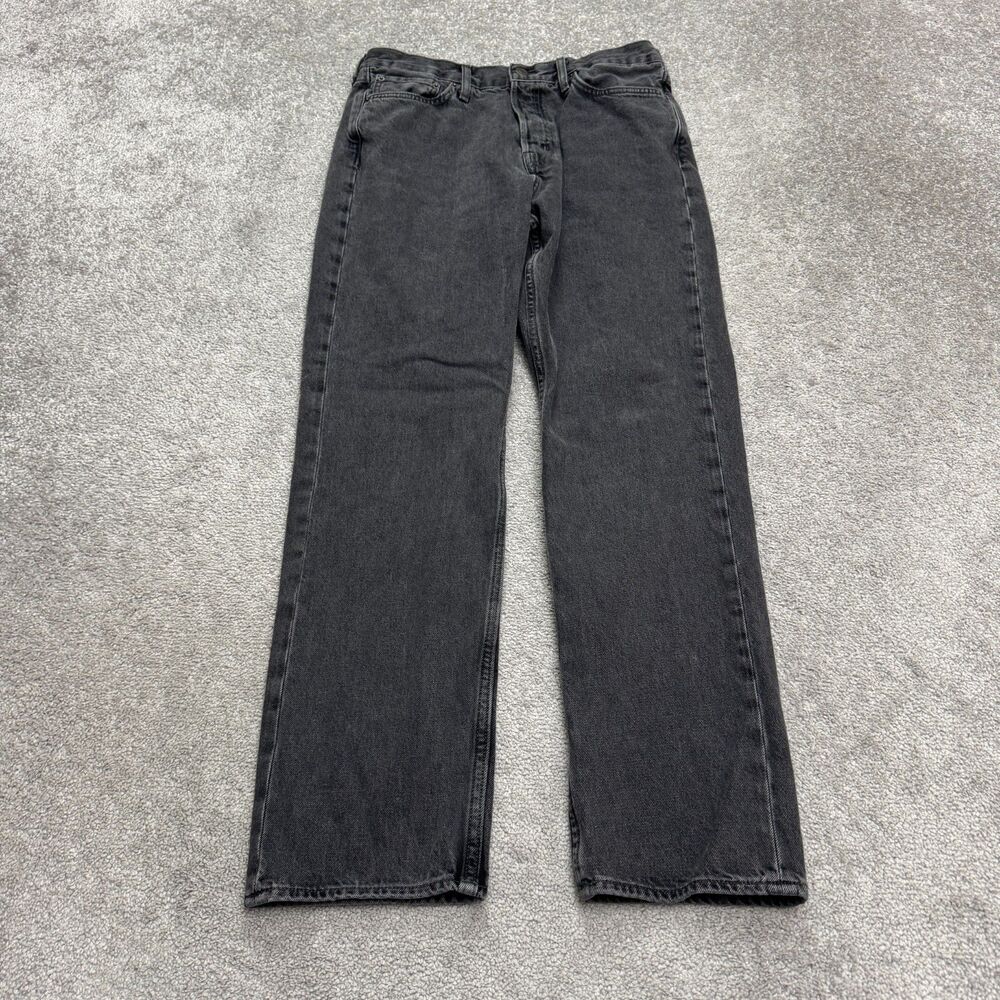 COS Straight Leg Button Fly Denim Jeans Mens 31x32 Washed Black Regular Fit